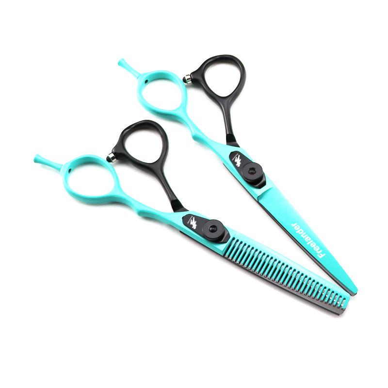 6.0" God Walker Black-Green Hairdressing & Barber Scissors: Straight & Thinning Shears for Bangs