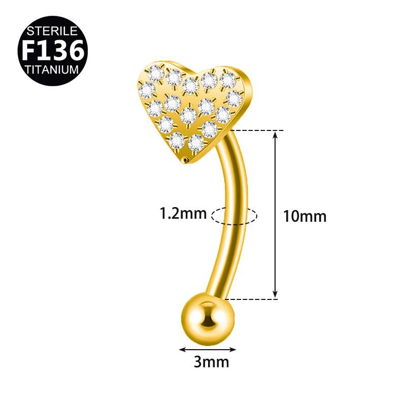 New Styles Best Selling F136 Titanium Zircon Butterfly Gold Inlaid Eyebrow Nail Screw Ball Fashion Body Jewelry