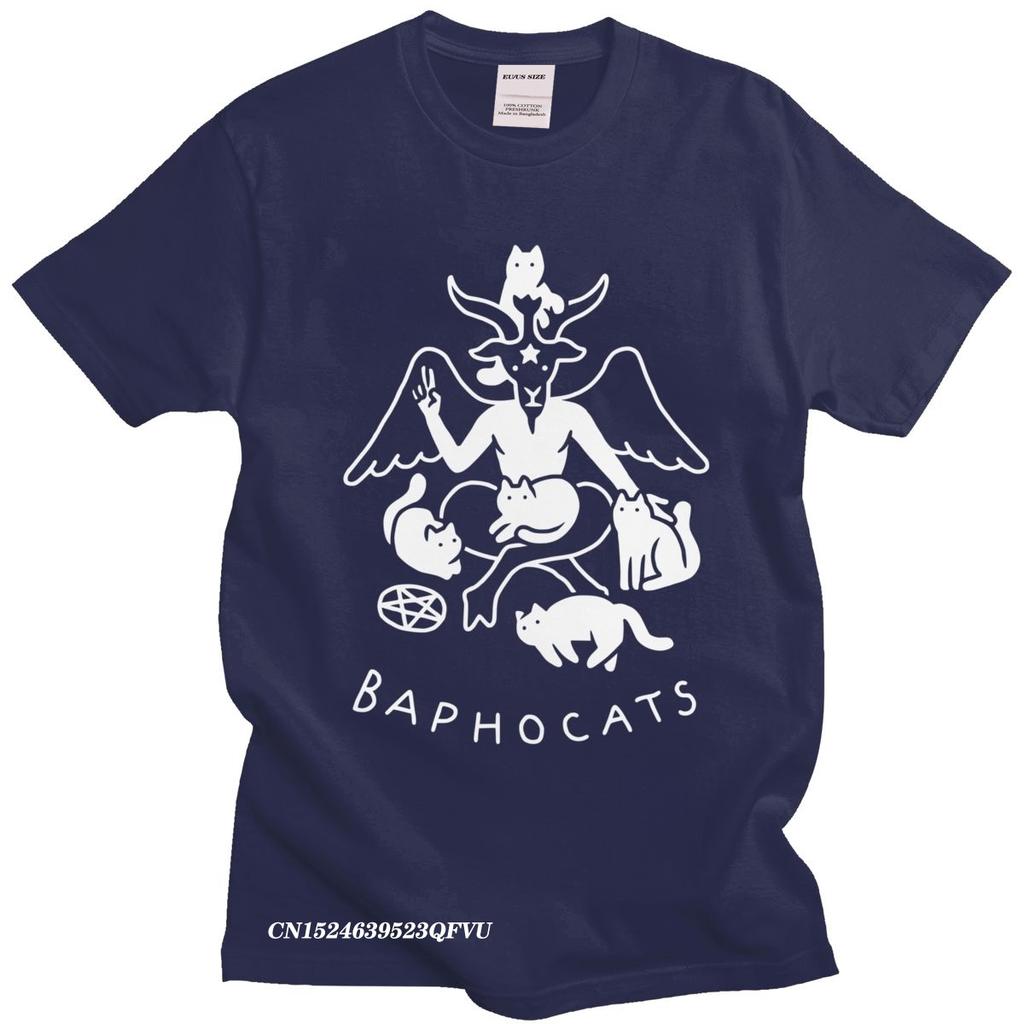 Novelty Baphocats Tshirt Oversized Soft Cotton TShirt Aesthetic Graphic Baphomet Satan Demon Occult Goat Harajuku Shirt Gift