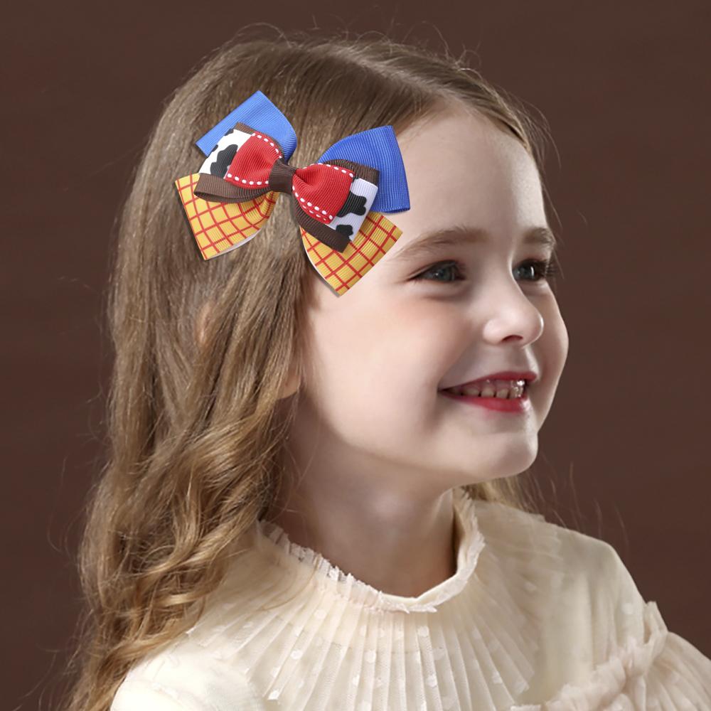 Girly Triple Bow Clip Sweet Pastel Barrette For Girls 3-layer Cute Ice Cream Plaid Cow Print Hairpin Kids Headdress Accessories