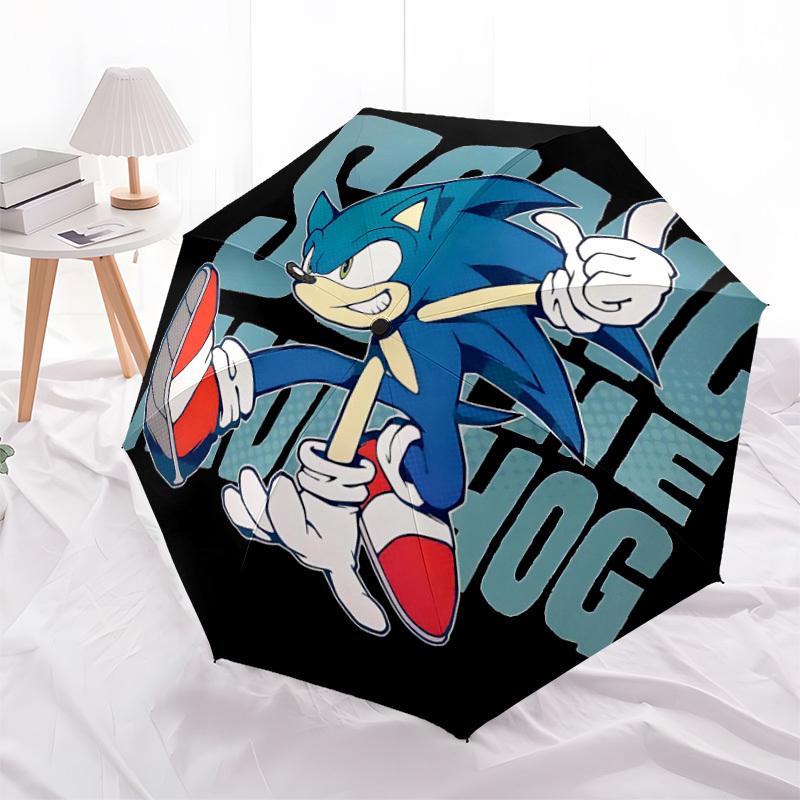 1PC Sonic, Hedgehog Automatic Open/Close, 8-Rib Durable Frame Compact Travel Umbrella for Men & Women S1222008