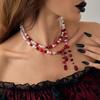 Multilayer Halloween Clavicle Choker Tassel Gothic Jewelry Fashion Blood Drop Necklace  Party