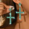 Cross Rhinestone Earrings Long Full Diamond High-End Fashion Earrings Women'S Earrings