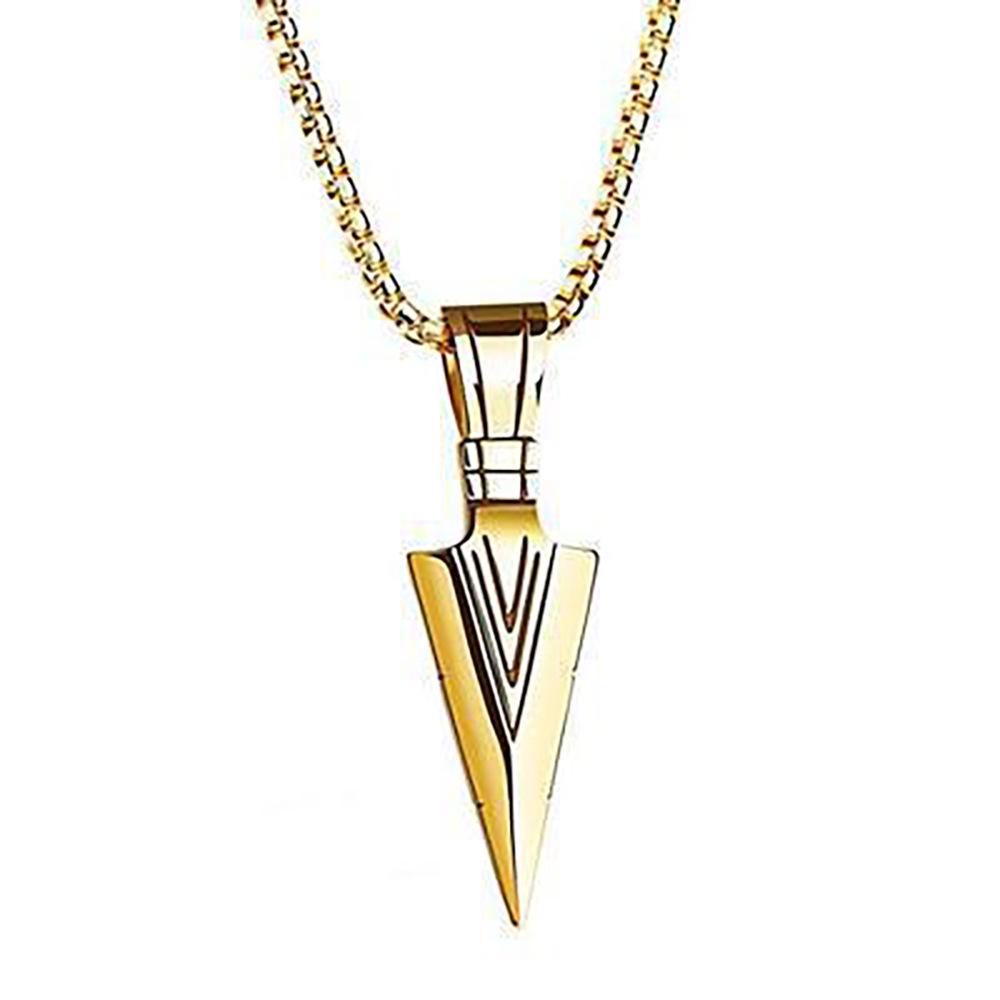 High-End Arrow Necklace for Men and Women, Stainless Steel Pendant with Short Dragon Bone Chain, Retro Jewelry.
