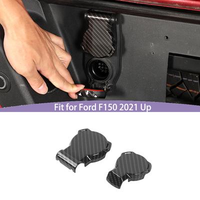 Capa Decorativa ABS para Saída de Reboque de Carro Para Ford F150 2021 Acima Acessórios Exteriores, Preto Fibra de Carbono