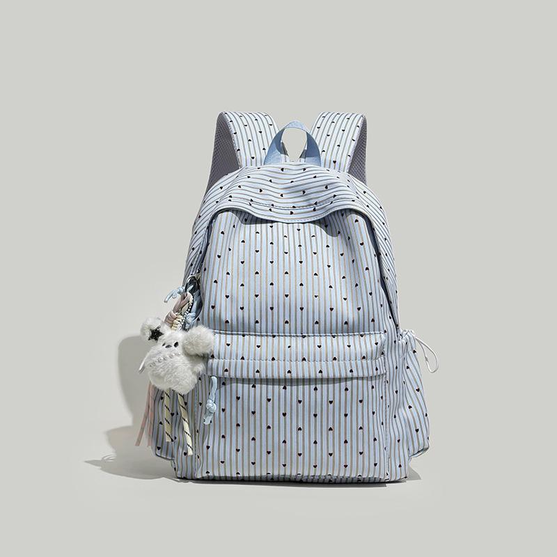 Schoolbag1011 New Striped Love Polka Dots Large Capacity Simple Girls Student School Bag Lightweight Travel Backpack