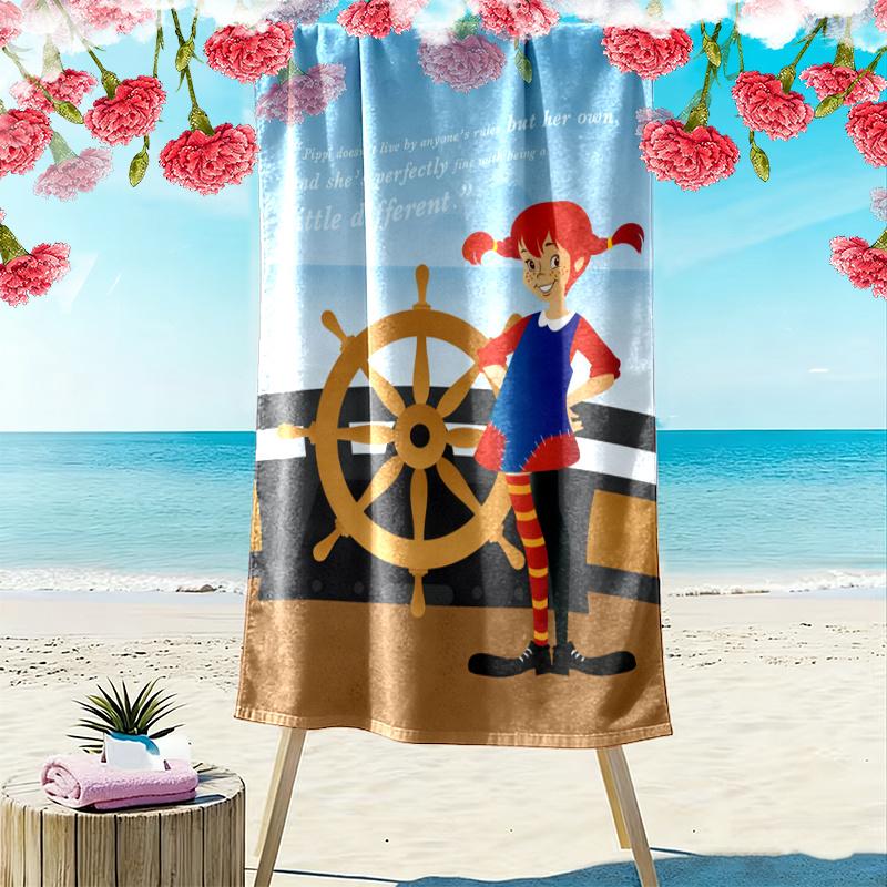 Pippi Handtuch, Großes Weiches Schnelltrocknendes Handtuch für Strand Camping Schwimmen