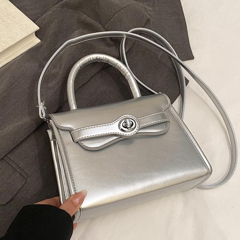 Fashion New French Simple Style High-end Sense Portable Small Square Bag Casual Versatile Commuter Solid Color PU Messenger Bag Women