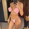 Halter 3D Flowers Mini Micro Thong Bikini Women Swimwear Female Swimsuit Two-pieces Bikini Set Bather Bathing Suit Swim