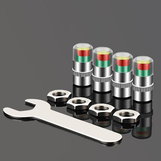 Car Tire Pressure Monitor Valve 36 PSI 2.4 Bar Tire Pressure Sensor Stem Caps for Cars Visual Tri-Color Alarm Easy To Read Tire Pressure Indicator