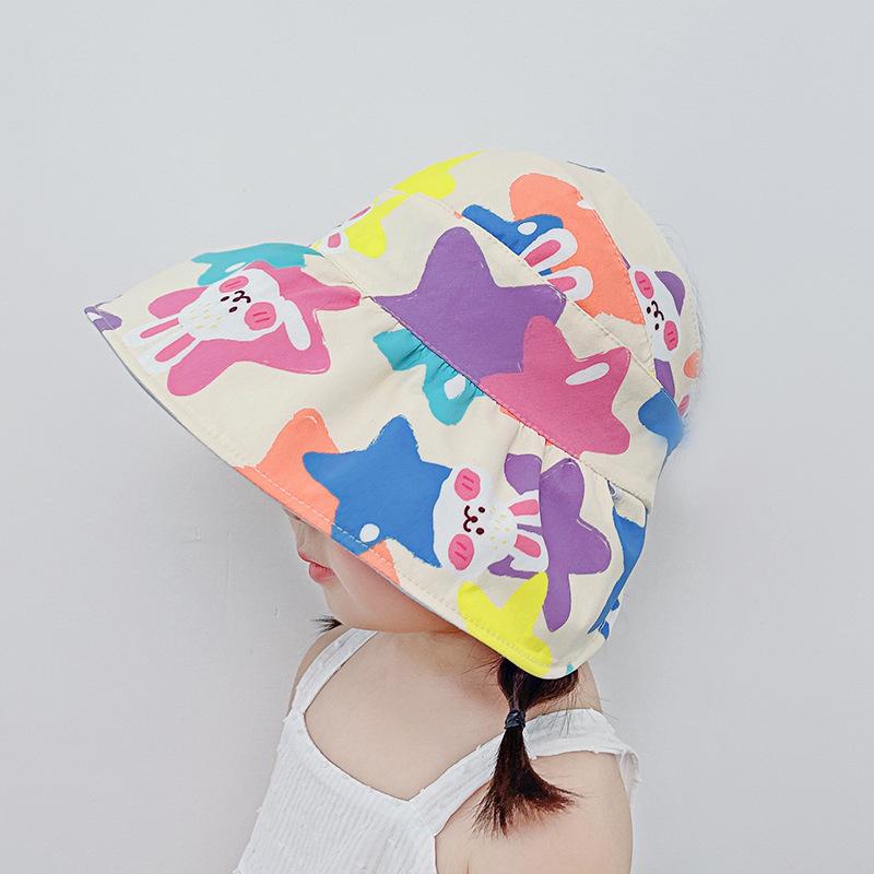 Summer Hats For Girls Sun Hat Cartoon Empty Top Double Sided Large Brim Sunscreen Sweet Sunhat Foldable Thin Casual Cute Child