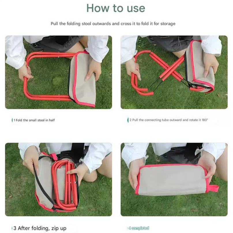 Folding Stool Mini Camping Chair Beach Chair With Convenient Carry Storage Bag Suitable For Adults And Children