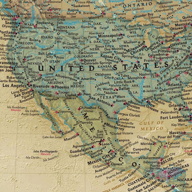 Vintage The World Map Posters and Prints Wall Art Pictures Painting for Office,Home Decoration