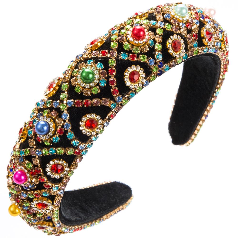 

Adjustable Headband Fashion Velvet Heavy-duty Headband Retro Style Hair Decoration разноцветный