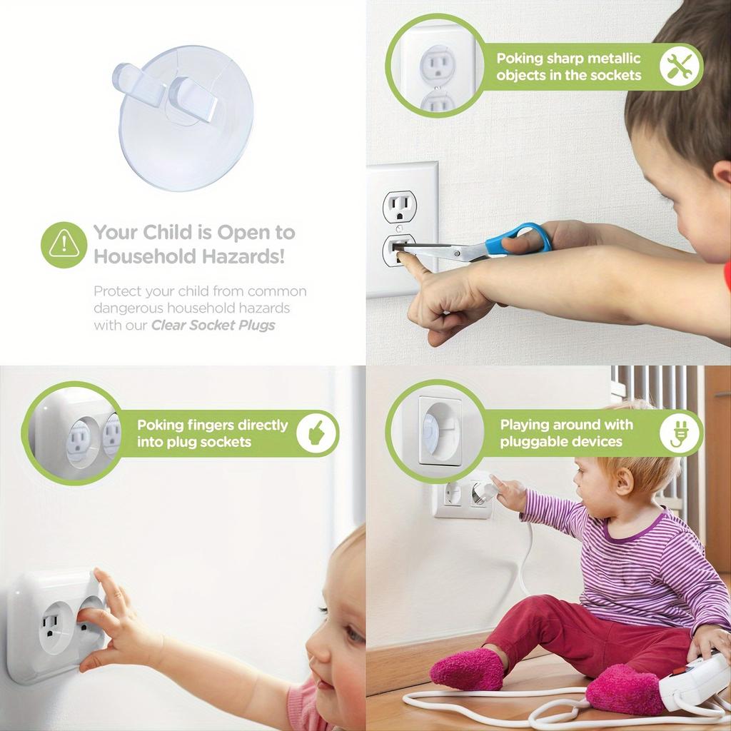 10pcs Clear White Electric Safety Cap for Kids - Protects Against Intersections and Accidents