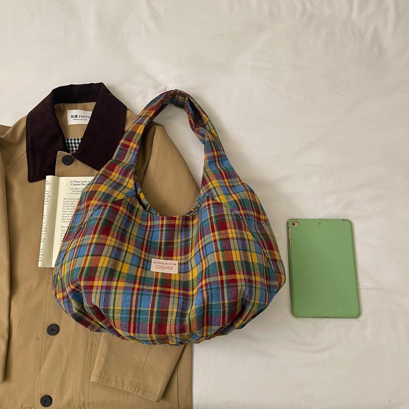 Womens Plaid Hobo Bag Casual Shoulder Handbag Large Tote Purse for Travel