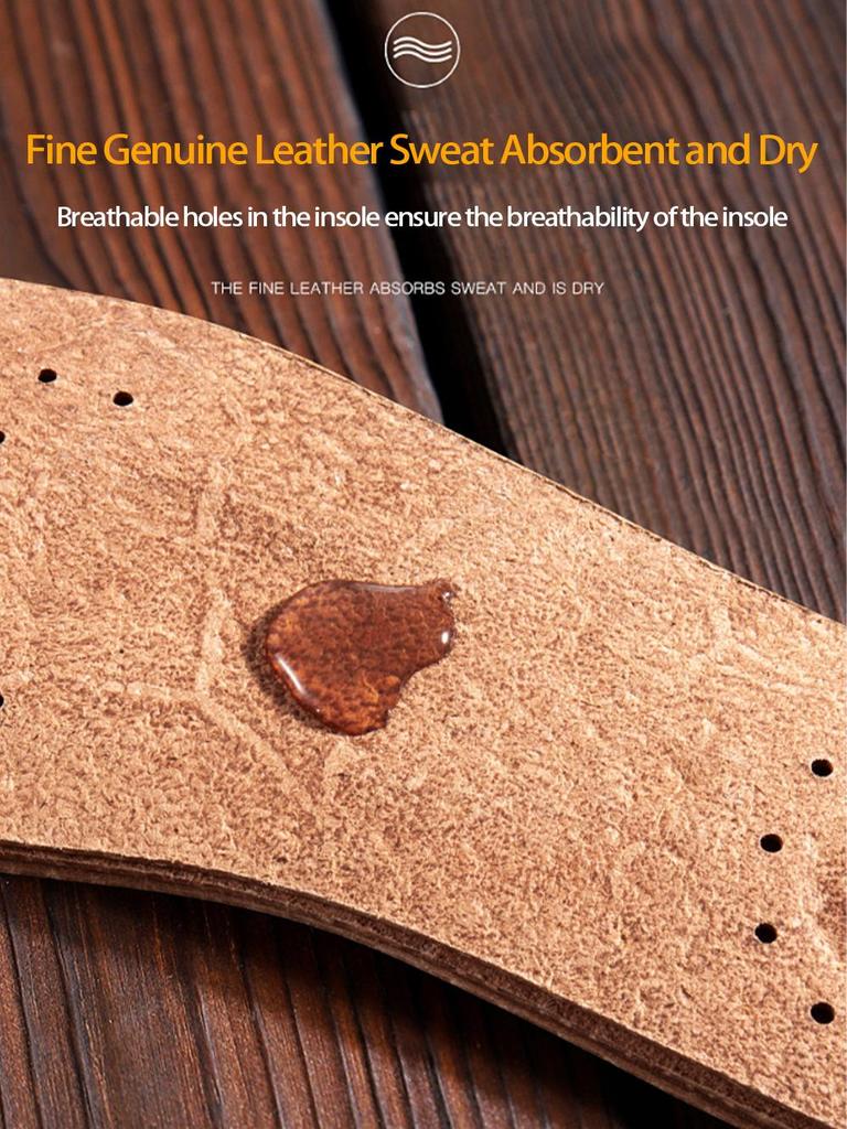 Thickened Genuine Leather Moisture-Wicking Breathable Deodorant Sports Insoles for Men and Women