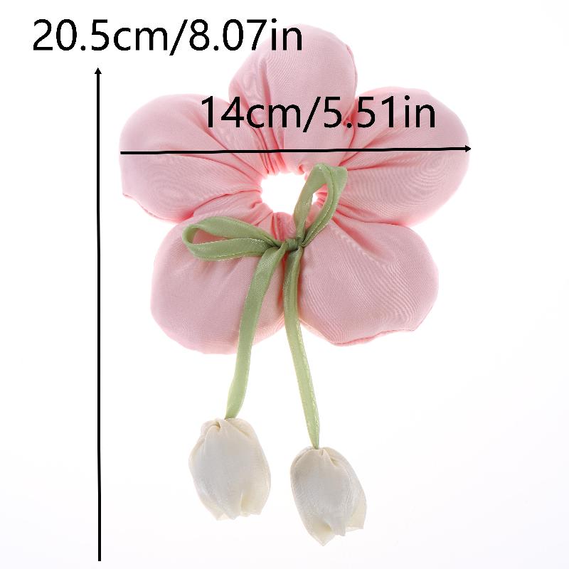 Cute Candy Color Flower Hair Tie Scrunchie Soft Fabric Elastic Ponytail Holder Lovely Hair Accessories For Girls Women Gift