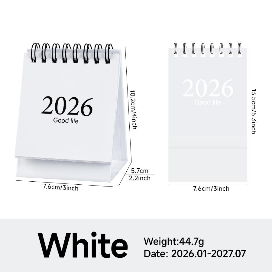 

2026 Morandi Color Mini Desk Calendar, Desktop Planning Calendar Memo Message Small Ornament белый