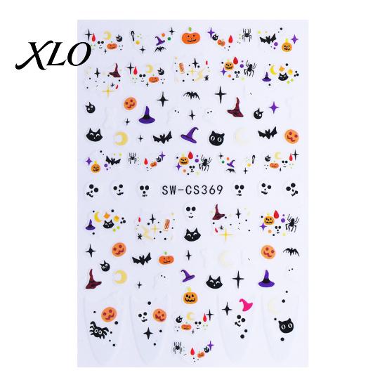Nail Art Stickers Halloween Stickers, Ghost Flower Skull Spider Web Self-Adhesive DIY Decorations Manicure Decals, Supplies for Women Girls