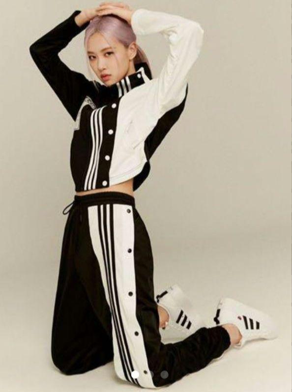 [USED] Adidas Adibreak BLACKPINK Track Pants, Black and White, Size S, Unisex