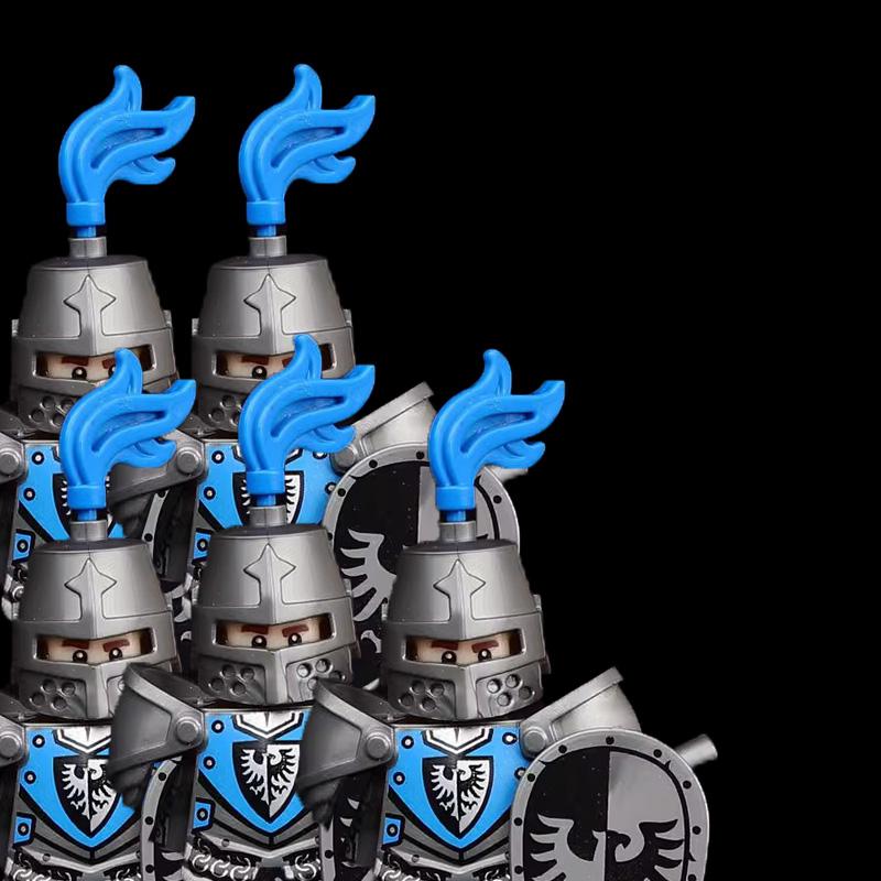 MOC Medieval Knight Castle Figures Building Blocks Weapon Wolf Swordsmen Guard Bow Arrow Shield Flags Warhorse Toys Gifts S002
