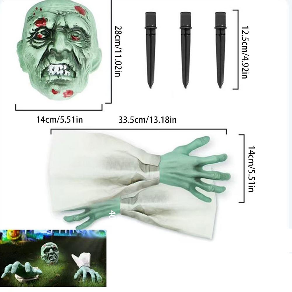 3pcs Halloween Outdoor Skeleton Decor Realistic Skull Ornaments Props Skeleton Coming Out Of Ground Ground Breaker Skeleton