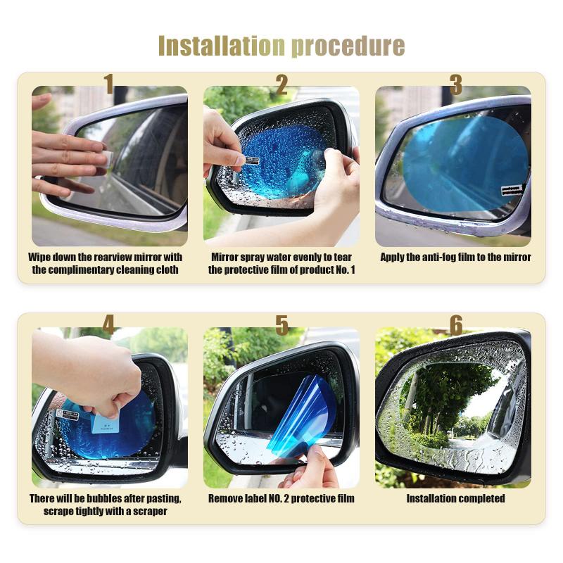 Car Rearview Mirror Film Stickers Car Anti-rain Anti-Fog Anti-Scratch Clear Protective Membrane Safety Driving Auto Accessories