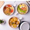 650ml Art Ceramic Dish Handle Round Soup Noodle Kitchen Dessert Tableware