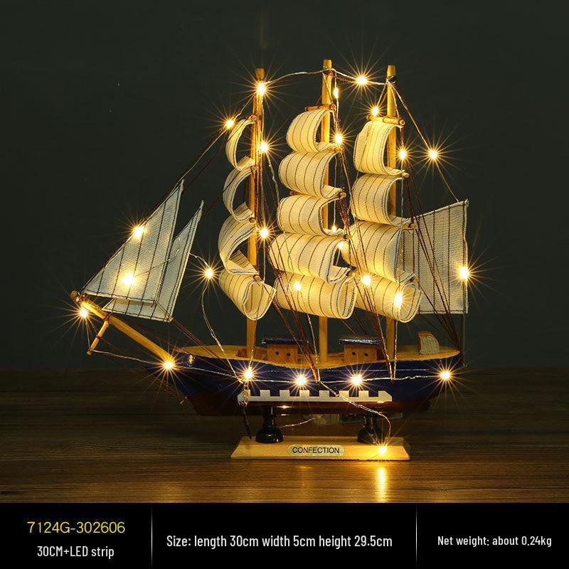 Wooden Pirate Ship Model: Small Boat Ornament for Office or Room Decoration