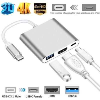 1080P Typ-C Adapter USB Typ-C Hub Typ-C zu Konverter mit HDMI/USB 3.0/USB C 3.1 Ladeanschluss für MacBook Huawei