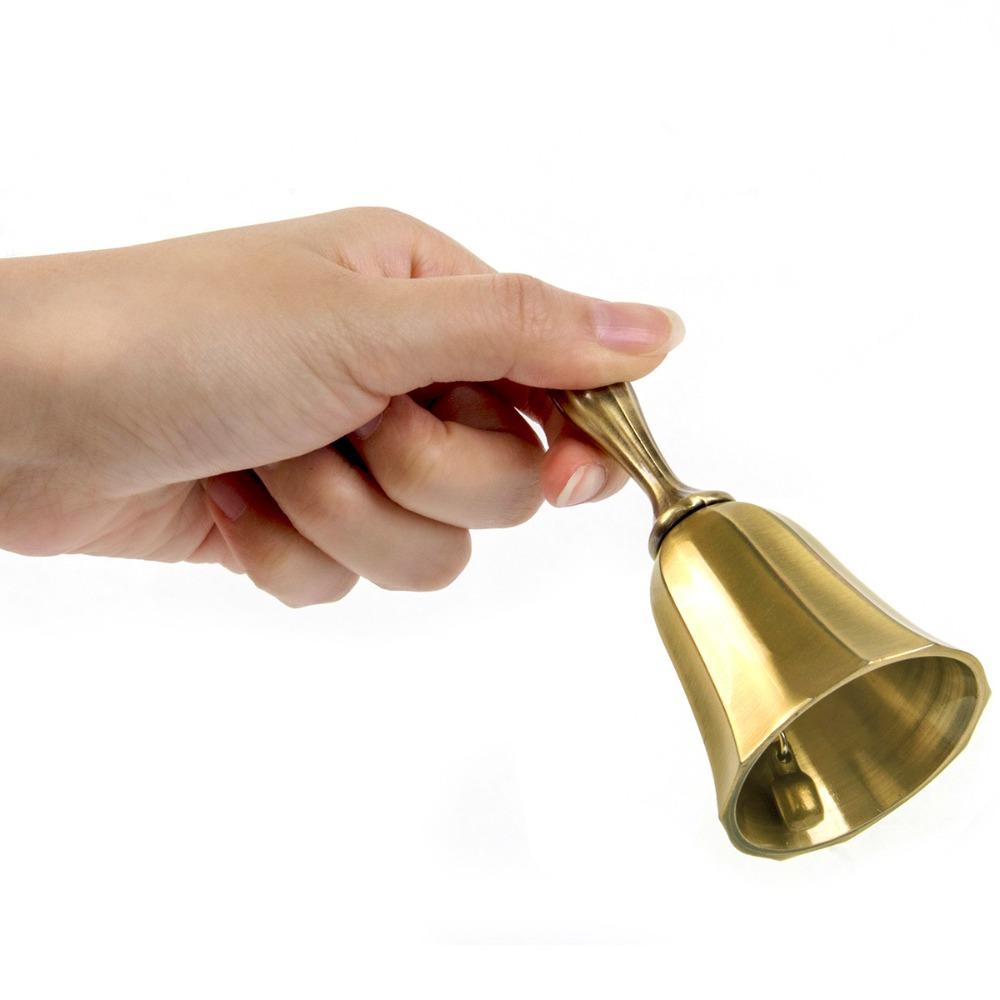 

1pc Hand Call Bell Gold Silver Multi-Purpose Bells for Craft Wedding Decoration Alarm School Church Classroom Bar Hotel Vintage Bell латунний