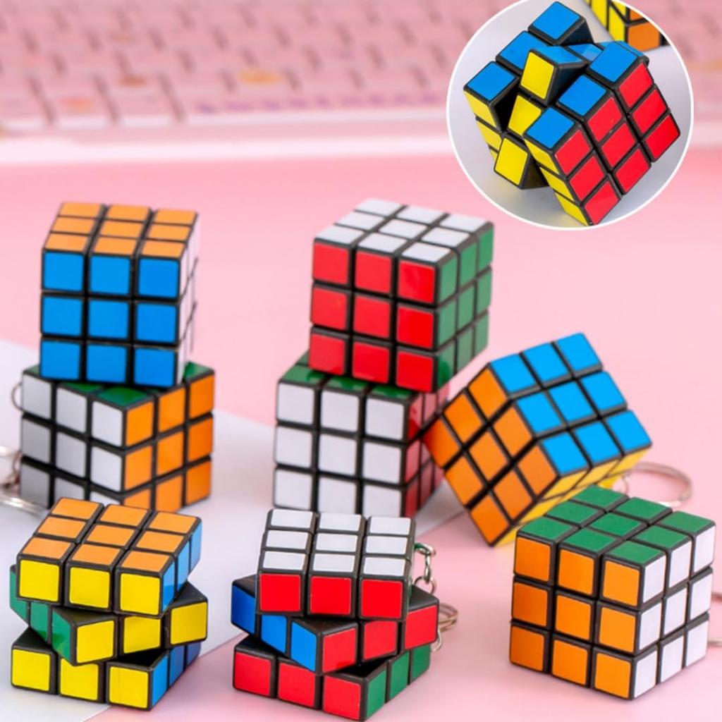 Siawadeky Mini Cube 3D Puzzle Keychain Set of 50, Smooth Rotation, Cute, Colorful, Compact, Perfect for Prizes, Bag Decorations, Festivals, Events,