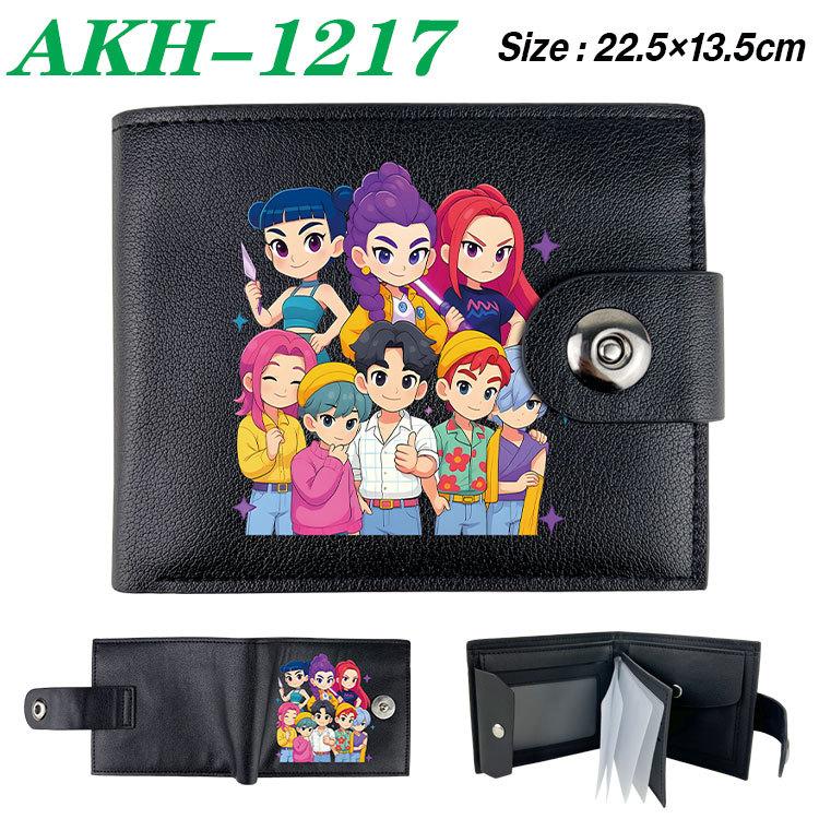 K-Pop Demon Hunters Wallet Black Soft Leather Snap Closure with Zipper Coin Pocket 1pcs