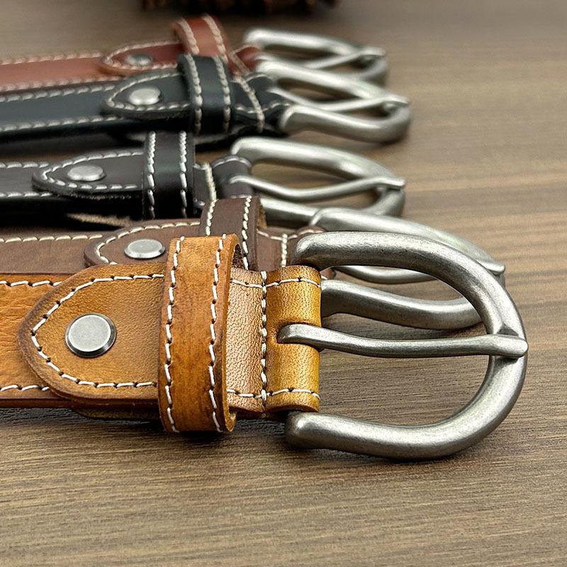 Retro Belt Women'S Leather Casual Pin Buckle Jeans Belt First Layer Cowhide Simple Belt Trendy
