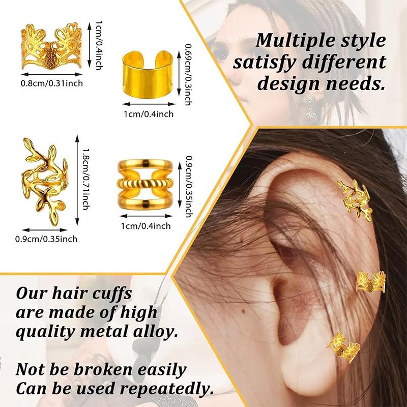 1Set Dreadlock Hair Rings Hair Jewelry Cuffs Clip Hair Braids Dirty Braids Bead Hippie Hairpin Accessories Headwear For Women
