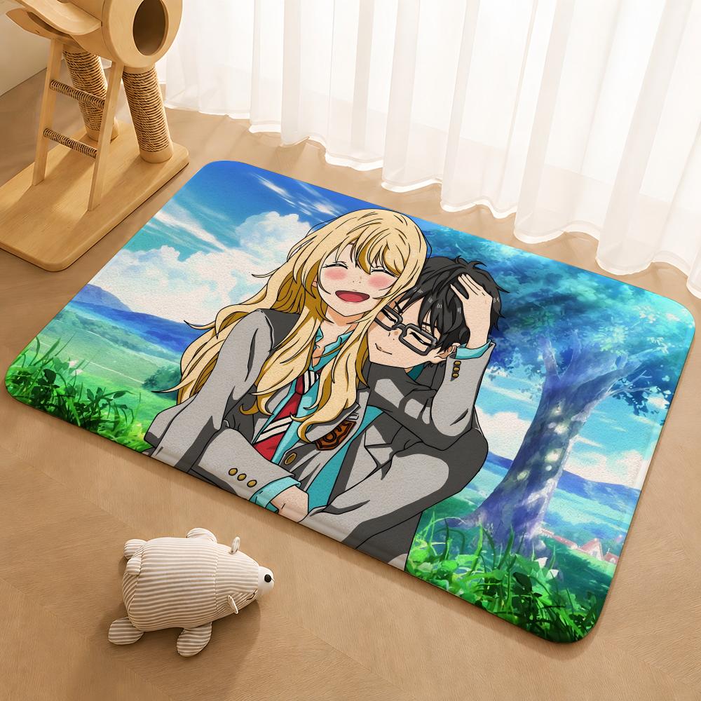 Your Lie In April Floor Mat Floor Mat Soft Flannel Non-Slip Door  Rug for Living Room