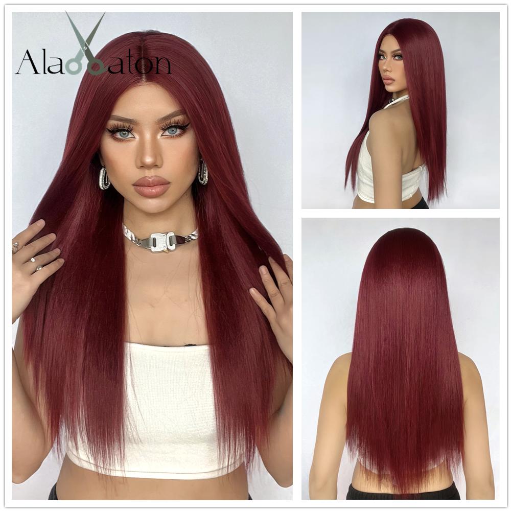 ALAN EATON Lace Front Wigs Long Straight Hair Dark Brown Wig Daily Use Party Wig for White Women Heat Resistant