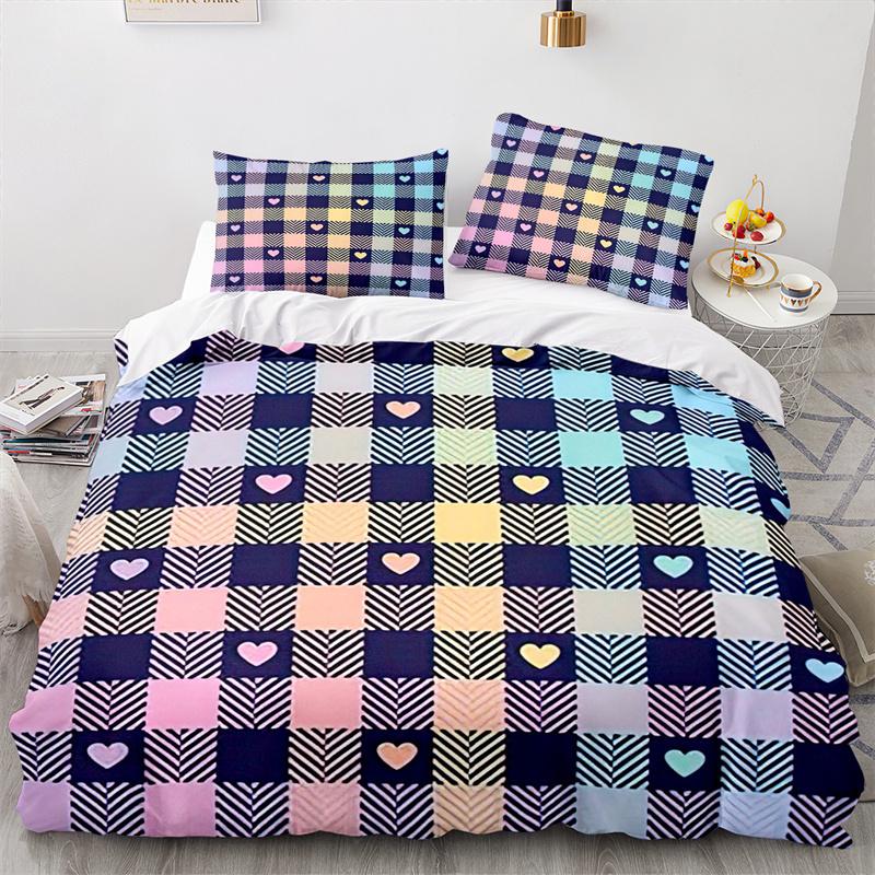 Love Heart Duvet Cover Romantic Theme Bedding Set Microfiber Cartoon Comforter Cover Full King Queen For Girls Teen Adult Gifts