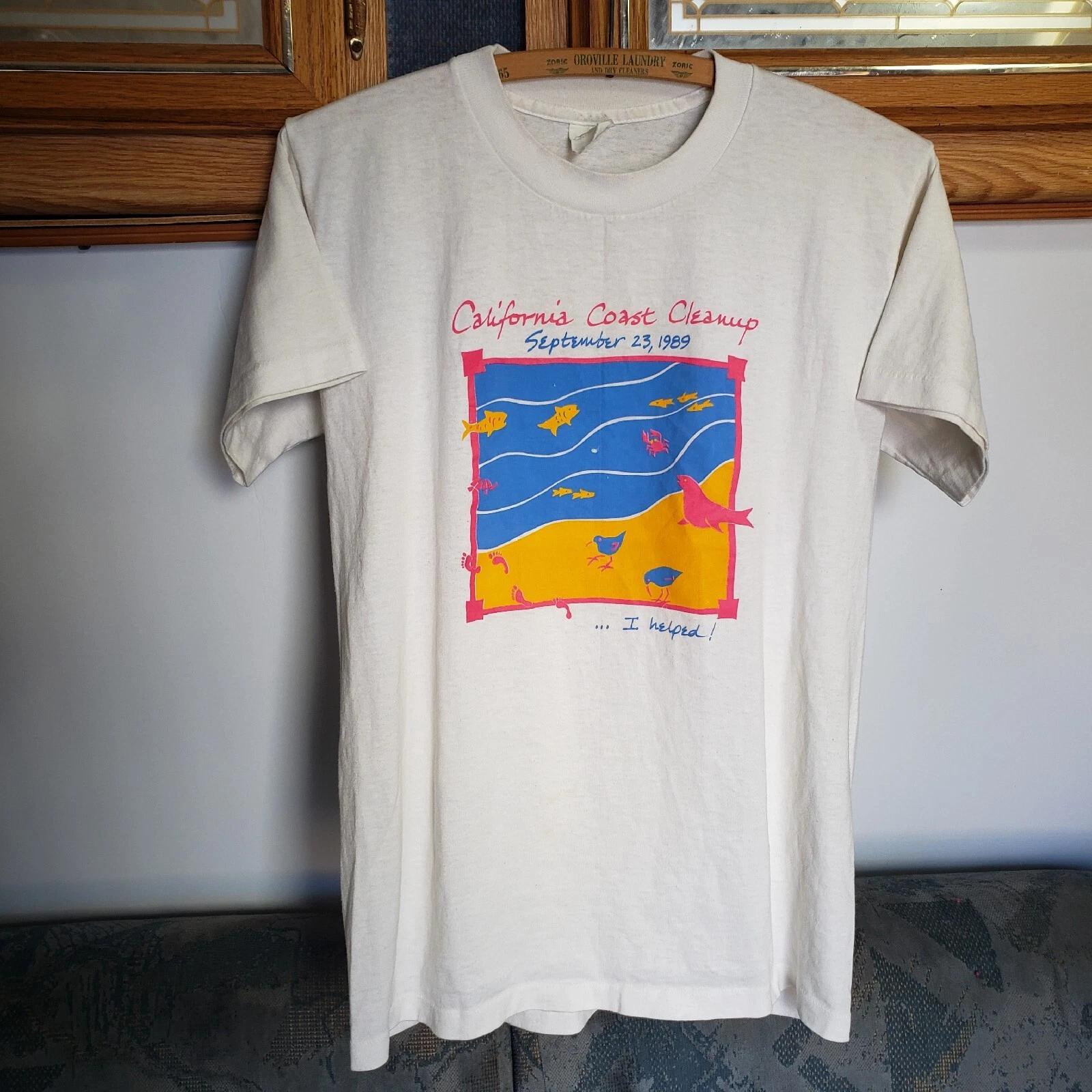 Vtg California Coast Cleanup T-shirt Mens Med White Single Stitch 80s Volunteer M