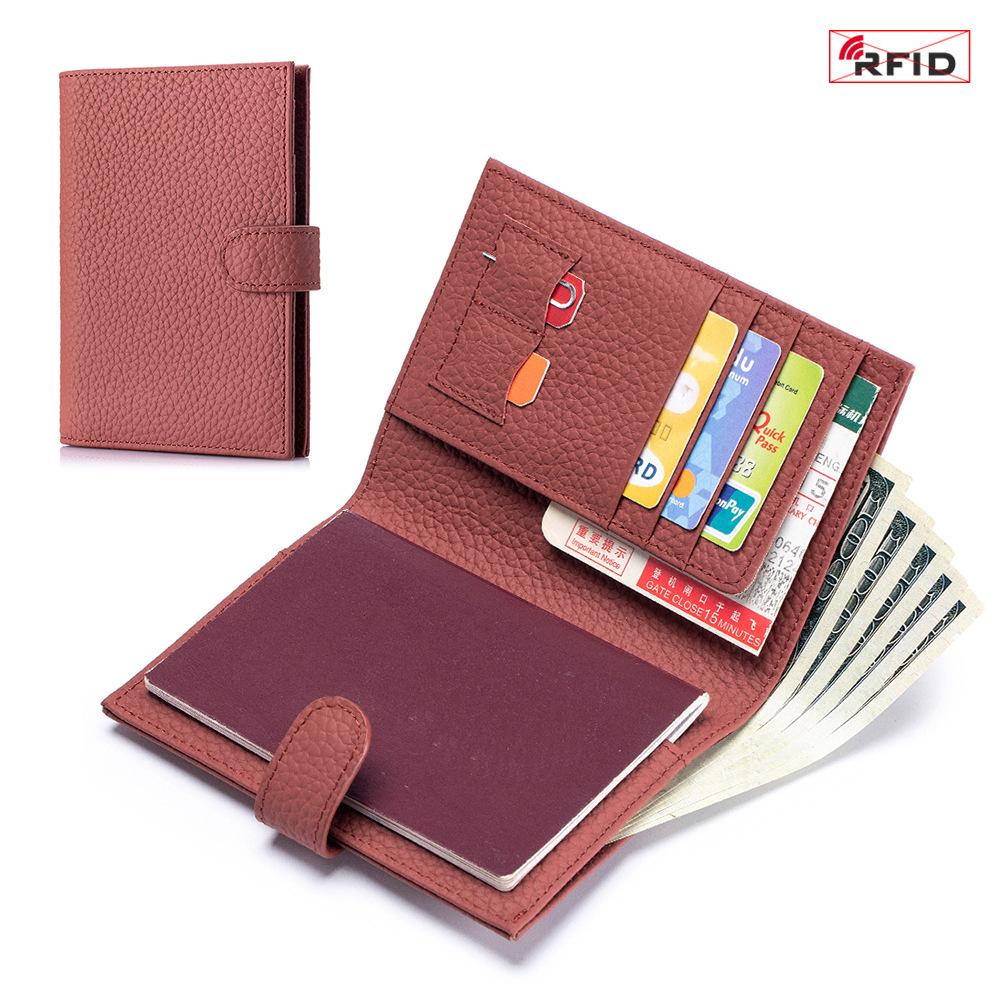Genuine Leather Ultra-Thin RFID Blocking Passport Holder Wallet - All-in-One Travel Organizer for Women (New Style)