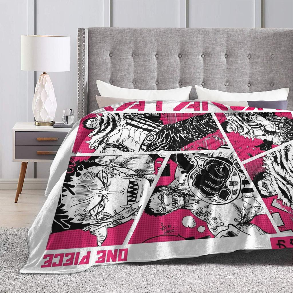 Katakuri Figure Flannel Blankets Monkey D Luffy Awesome Throw Blankets for Bed Sofa Couch 125*100cm Bedspread