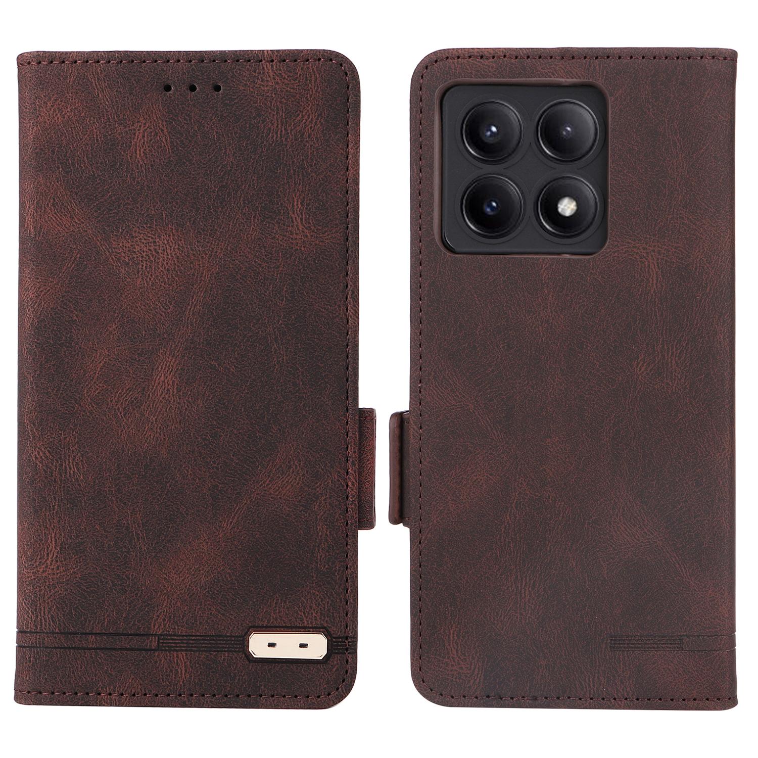 

For Xiaomi Redmi K70E 5G/Poco X6 Pro 5G Leather Case Wallet Flip Phone Cover Coffee