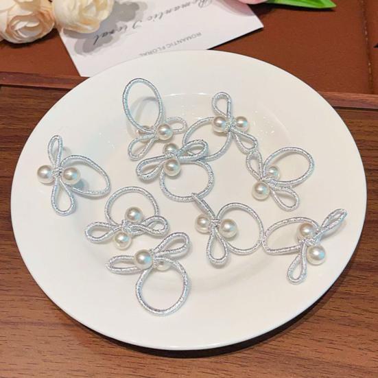 10Pcs Hair Ropes High Elasticity Imitation Pearl Decor Bow Shape Hair