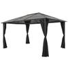 Garden Pavilion with Curtains Aluminum 4*3*2.6 m Black