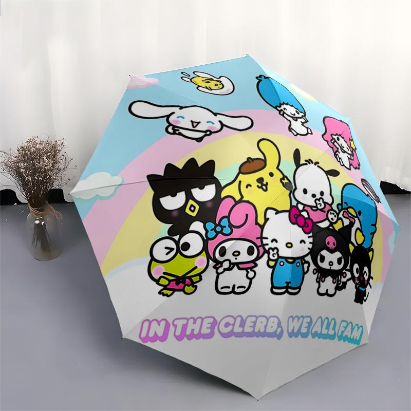 1pc Hello Kitty & Friends Automatic Opening Folding Umbrella - 8 Rib Iron Frame, Suitable for Fans, Travel, Daily Use, Gift Idea.H035