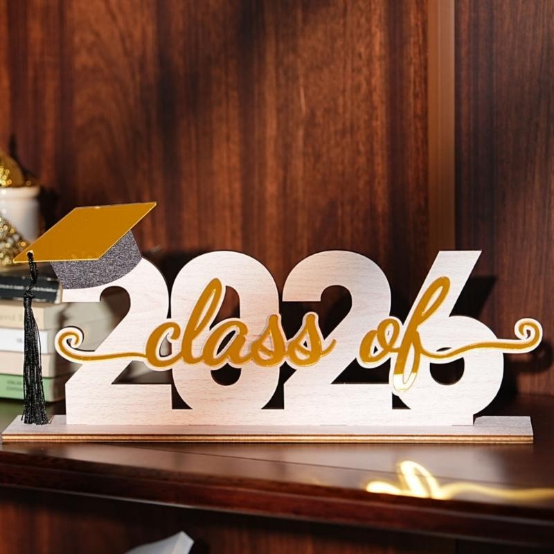 Graduation Decorations Class of 2026 Wood Table Centerpieces Congrats Grad Wooden Sign Graduation Table Toppers Gift