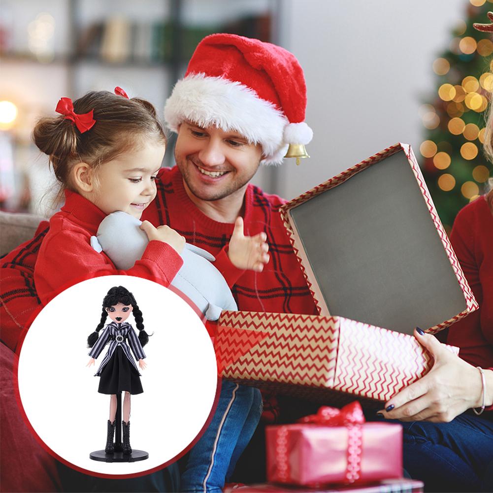 Wednesday Adams Girl Collectibles in Black Gothic Academy Uniform Movie Figurine Model Doll Ornament Halloween Decorations Gift