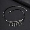 Xiaomi Vnox Punk Cone Spike Pendant Necklace for Men, Stainless Steel Black Leather Cord Choker Gothic Layered Chain Daily Jewelry Gift