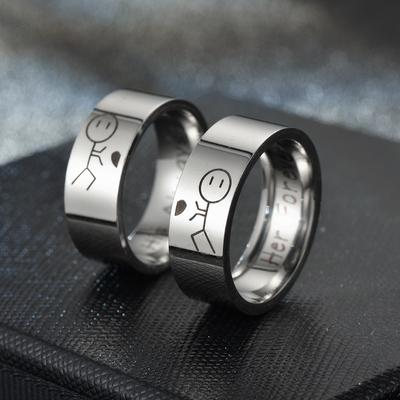 1pc Stylish and Simple "His Always Her Forever" Titanium Steel Ring for Daily Wear | As A Gift